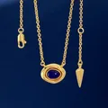 Golden necklace with an oval deep blue gemstone pendant and a secure lobster clasp - Gold Lapis Lazuli Necklace