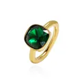 Elegant gold-plated ring featuring a large square emerald green crystal gemstone - Gold (Green Zircon)