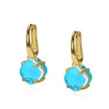 Himmelblaue Kristallohrringe mit vergoldeten Creolen und sicherer Krallenfassung - Gold (Aquamarin Stil + Klar Facettiert)