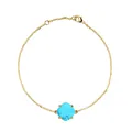 Elegante gouden kettingarmband met een vierkante hemelblauwe kristal in vierklauwzetting - Goud (Aquamarijn Stijl + Helder Gefacetteerd)