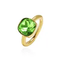 Elegant gold ring featuring a large square emerald green crystal with faceted cut - Gold Tone (Lake Green Rhinestone)