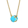 Elegante goldene Halskette mit einem facettierten blauen Kristallanhänger in Krallenfassung - Gold (Aquamarin + Klarer Kristall)