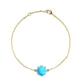 Gouden schakelarmband met een gefacetteerde blauwe kristallen hanger in een klauwzetting - Goud (Pauwblauw Gefacetteerd + Helder Gefacetteerd)