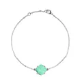 Zilveren armband met een muntgroene vierkante kristal en verstelbare karabijnsluiting - Zilver (Groene Jade Stijl + Helder Gefacetteerd)