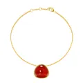 Elegant gold titanium steel bracelet with a polished triangular red agate gemstone inlay - Red Agate Bracelet
