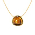 Elegant gold titanium steel necklace featuring a triangular tiger eye stone pendant - Tiger Eye Necklace