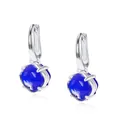 Elegante Ohrringe mit quadratischen tiefblauen Kristallen und S925 Silber-Finish - Silber (Lapis Stil + Klar Facettiert)