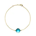 Elegante gouden kettingarmband met gefacetteerd aquamarijn kristal in een vierpootszetting - Goud (Aquamarijn Glad + Pauwblauw Gefacetteerd)