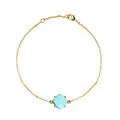 Vergulde armband met vierkante lichtblauwe kristal en verstelbare karabijnsluiting - Goud (Turquoise Stijl + Helder Gefacetteerd)