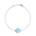 Zilveren armband met lichtblauwe kussengeslepen kristal en vierpotige zetting - Zilver (Turquoise Stijl + Helder Gefacetteerd)