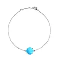Fijne zilveren armband met vierkant geslepen blauw kristal en een verstelbare ketting - Zilver (Aquamarijn Stijl + Helder Gefacetteerd)