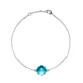 Elegante zilveren kettingarmband met een vierkant geslepen blauw kristal en sluiting - Platina (Aquamarijn Glad + Pauwblauw Gefacetteerd)