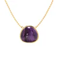 Vintage gold necklace with triangular bezel-set purple natural stone pendant - Purple Vein Stone Necklace