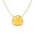 Elegant gold titanium steel necklace with a triangular tiger eye amber stone pendant - Yellow Chalcedony Necklace
