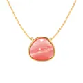 Gold pendant necklace with triangular red natural stone and vintage geometric bezel - Rose Stone Necklace