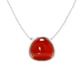 Triangle red gemstone pendant necklace with silver chain in minimalist bezel setting - Platinum + Red Agate