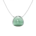 Minimalist silver necklace with triangular rounded light green gemstone pendant - Platinum + Green Chalcedony