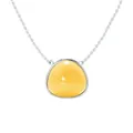 Minimalist necklace with a triangular yellow gemstone in a polished silver bezel setting - Platinum + Yellow Chalcedony