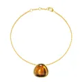 Gold-plated titanium steel bracelet featuring a triangular tiger eye stone pendant - Tiger Eye Bracelet