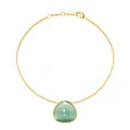 Gold titanium steel bracelet with green translucent triangular gemstone pendant - Jade Stone Bracelet