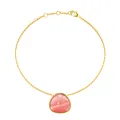 Elegant gold titanium steel bracelet featuring a polished pink natural stone pendant - Rose Stone Bracelet