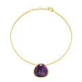 Golden titanium steel chain necklace with irregular purple agate gemstone pendant - Purple Vein Stone Bracelet