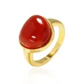 Elegant gold titanium steel ring featuring a large cabochon red agate gemstone - Red Agate