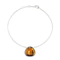Silver stainless steel bracelet with a triangular tiger eye stone charm for women - Silver-tone Tiger's Eye Bracelet