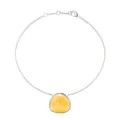 Polished titanium steel chain bracelet featuring a triangular yellow tiger eye stone pendant - Silver-tone Yellow Chalcedony Bracelet