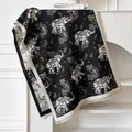 Thick black and white elephant paisley jacquard scarf with tassels for winter - Black