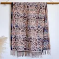 Ethno-Schal mit Paisley-Blumenmuster in Lotusrosa und Blau mit eleganten Fransen - Bxs-484 Rosa / 200x65cm