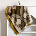 Bufanda de tacto cachemir verde y amarillo con estampado paisley, borlas y cuadros - 185x65cm / Verde