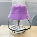 Kids purple cotton bucket hat with a clear protective face shield for sun and splash - 48-52CM Age 1-7 / Purple