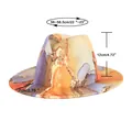 Chapeau fedora en feutre tie-dye aux motifs violets et orange avec bord de 7 cm - M(56-58cm) / Texture d'Encre Violet Orange Jaune (#7)