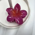 Pinza per capelli a fiore di frangipane con sfumatura viola e arancione in resina - 8cm / Rosa Rossa