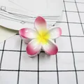 Molla per capelli a forma di plumeria con sfumatura rosa e bianca per vacanze - 8cm / Rosa Pesca Cuore Giallo