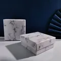 Modern square marble pattern jewelry gift box with a classic black and white texture - No.1 (7x7) / Square Box Marble Pattern