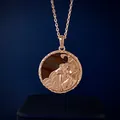 Aries zodiac relief necklace in rose gold finish with natural stone coin pendant - Aries