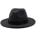Detailed texture of dark grey felt fedora hat with wide black grosgrain ribbon band - Dark Gray