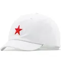 Berretto bianco in cotone con stella rossa ricamata e design retrò minimalista - Regolabile / Bianco (01)