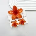 Set di 3 mollette per capelli a forma di frangipani arancione sfumato per look da spiaggia - Set da 3 pezzi (1 grande 2 piccoli) / Arancione Scuro