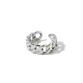 Polished silver curb chain open ring with a minimalist vintage punk aesthetic - Adjustable Open / Silver