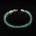 Silver tennis bracelet featuring 4mm round green cubic zirconia stones with clasp - Silver Frame Cyan Lenses