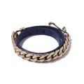 Chic double-wrap leather bracelet with gold Cuban chain and adjustable buckle strap - Gold + Royal Blue