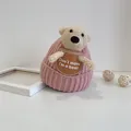 Berretto invernale in maglia rosa per neonati con adorabile decorazione di orsetto 3D - Taglia neonato / Rosa