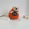 Berretto invernale arancione a maglia per neonati con orsetto e stemma Don't move - Taglia neonato / Rosso Arancio