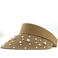 Detailansicht eines khakifarbenen Strohvisiers mit Perlen und Webstruktur - M(56-58cm) / Khaki