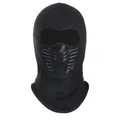 Pasamontañas térmico de algodón negro para hombre con panel transpirable de cuero y cuello - Negro