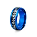 8mm blue stainless steel ring featuring black center and silver Celtic knot pattern - US 7 / Blue