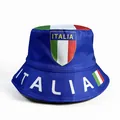 Blue reversible Italia bucket hat featuring national flag stripes and crest design - Italy Blue Text Logo Kids Style (54cm Cir)